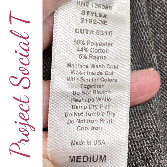 NWT PROJECT SOCIAL T DEBBIE V-NECK PLUNGE RAW EDGE RELAXED TEE, MEDIUM - Picture 8 of 13